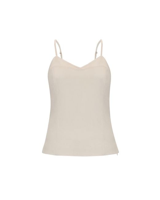 Exquise White Neutrals Chic V-Neckline Sleeveless Blouse