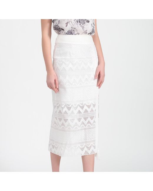 Smart and Joy Gray Geometrical Lace Midi Skirt