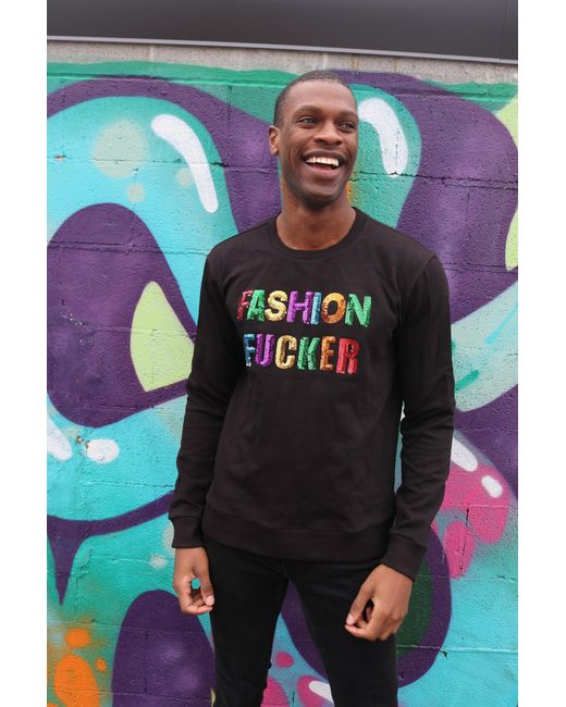 Any Old Iron Black Sequin Fashion Fucker Sweatshirt