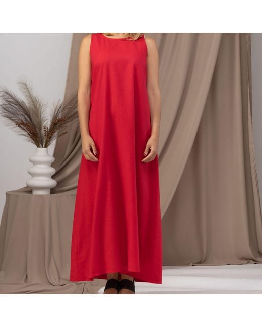 Nikka Place Red Summer Linen Cocktail Dress