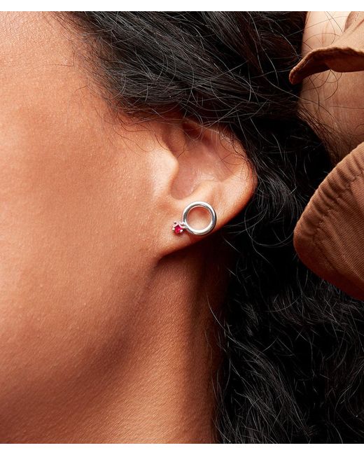 Onia Metallic Square Ruby Donut Studs