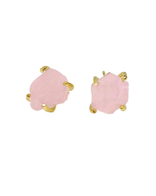Farra Pink Minimalist Rose Quartz Stud Earrings