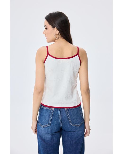 Peraluna Pink Desert Palm Palm Patterned Knit Strapped Top