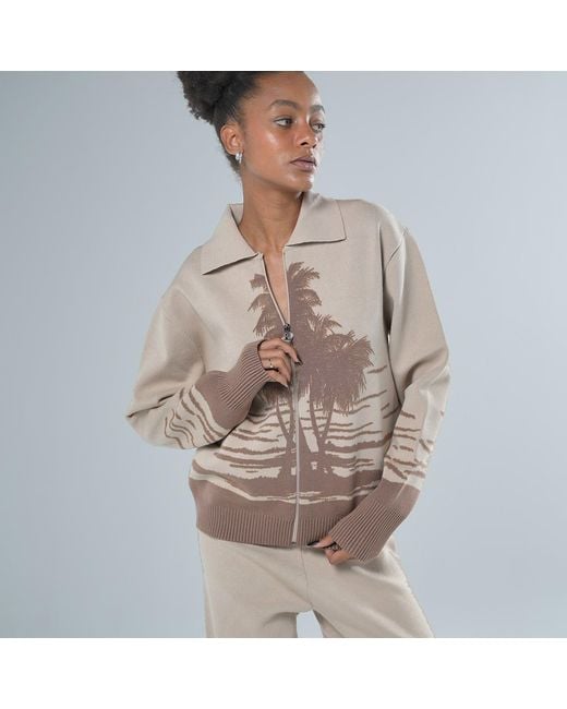 LOVEIST STORE Brown Neutrals The Casa Zipper Knitting Cardigan