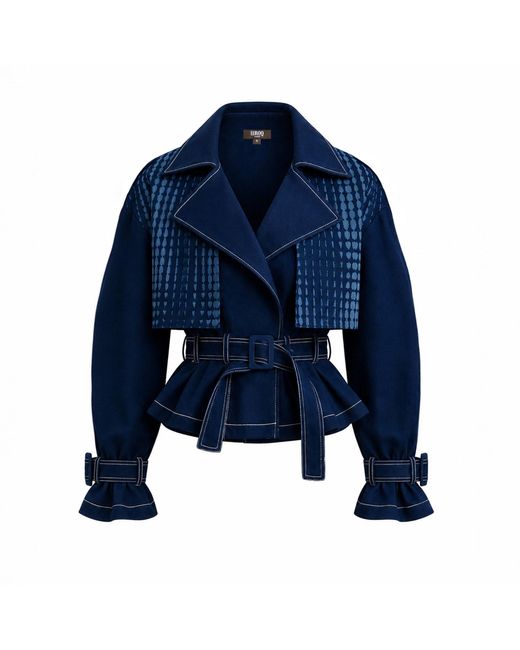 Luroq London Blue Graphic Peplum Trench