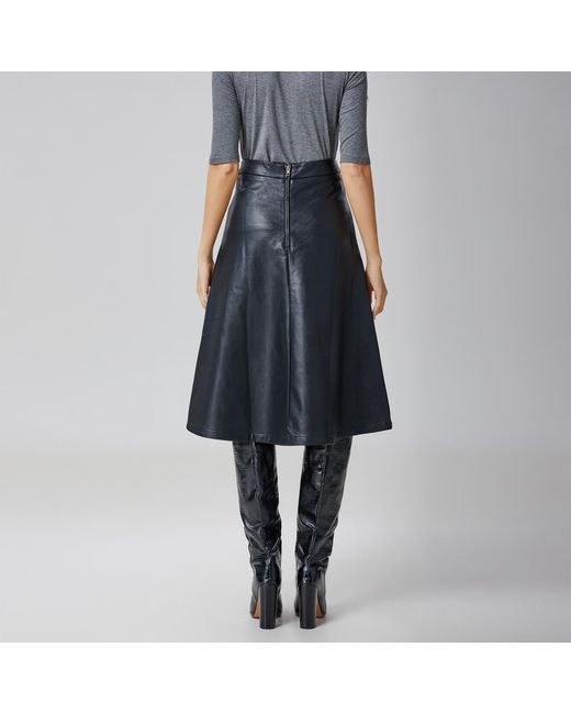 Smart and Joy Black Pu Trapeze Skirt