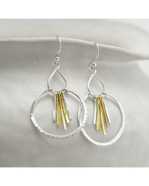 Isla Silver Metallic Mixed Metal Textured Tassel Drop Earrings