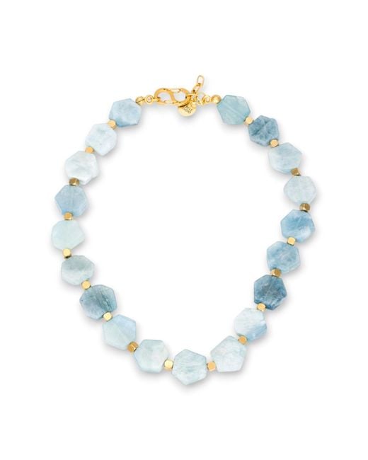 Kybele Studio Blue Ocean Bliss Necklace With Hexagonal Aquamarine