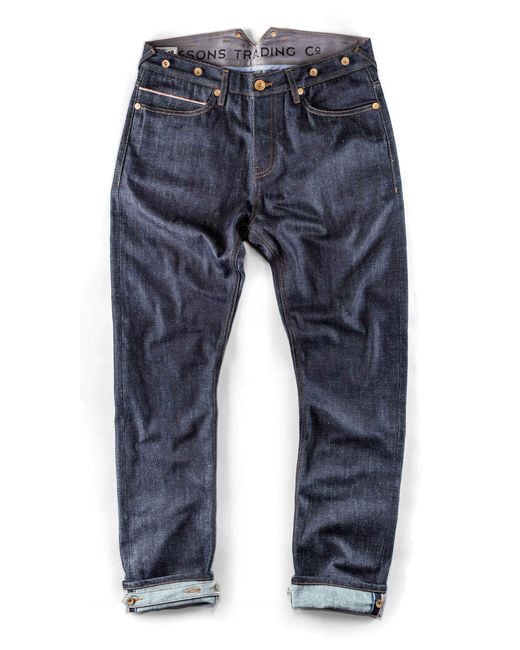 &SONS Trading Co Blue The New Frontier 14Oz Selvedge Anti-Bac Raw Denim Jeans for men