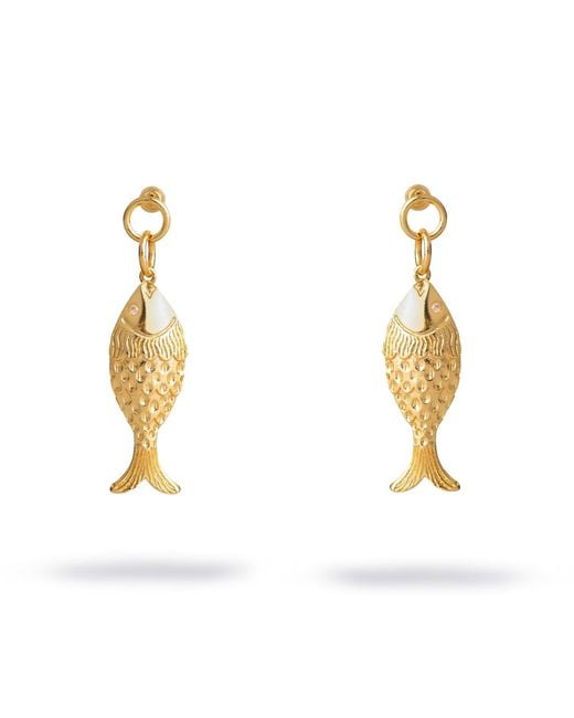 Ebru Jewelry Metallic Golden Fortune Fish Dangle Earrings