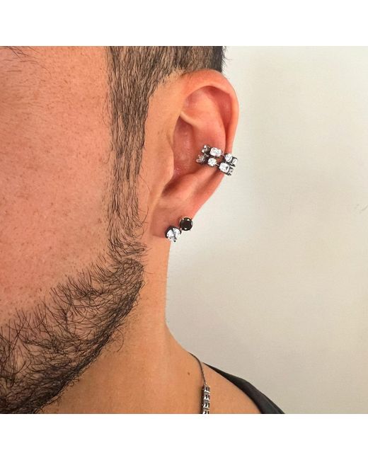 SALLY SKOUFIS White Revival Ear Cuff With Made Cz Diamond Stimulant