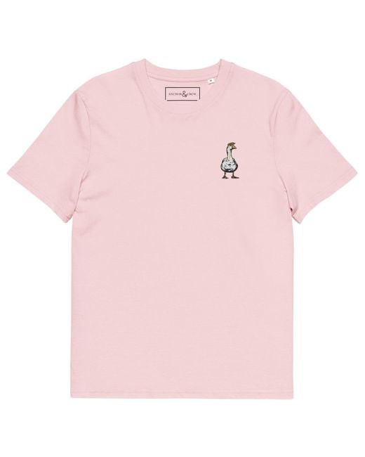 Anchor and Crew Pink Cotton Dapper Duck Actual Life Organic Cotton Embroidered T-Shirt