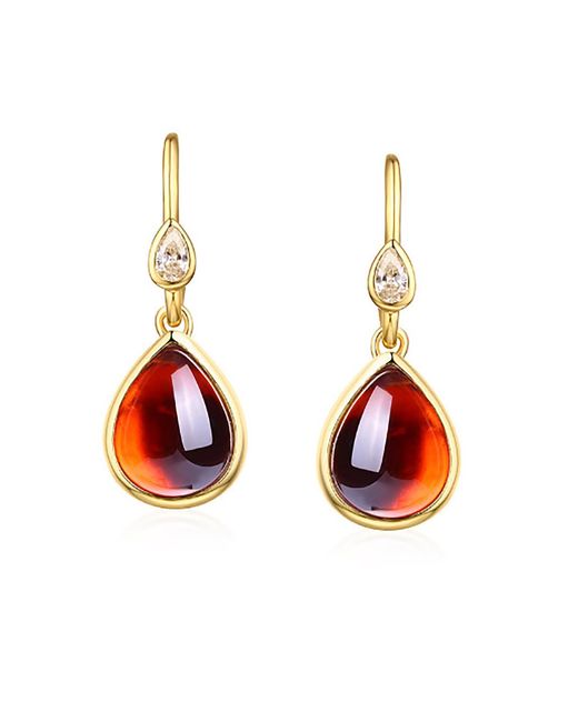 Janus Edinburgh Red Scarab Vermeil With Garnet Drop Earrings