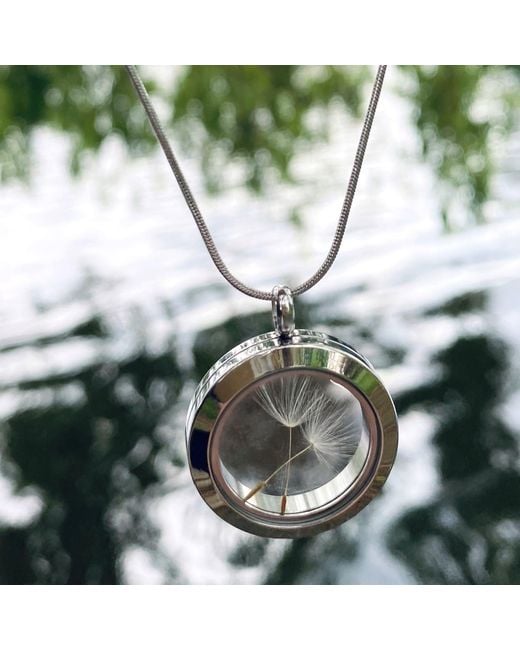 My Little Nature Metallic Neutrals Handcrafted Designer Necklace With Natural Dandelion Seeds
