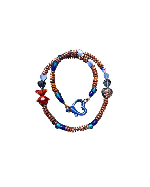Desert Lobby Blue Nineties Kid – Beaded Necklace With Glass Teddy Bear Charm