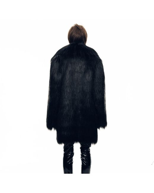 Serotoninn Black Oversized Faux Fur Coat