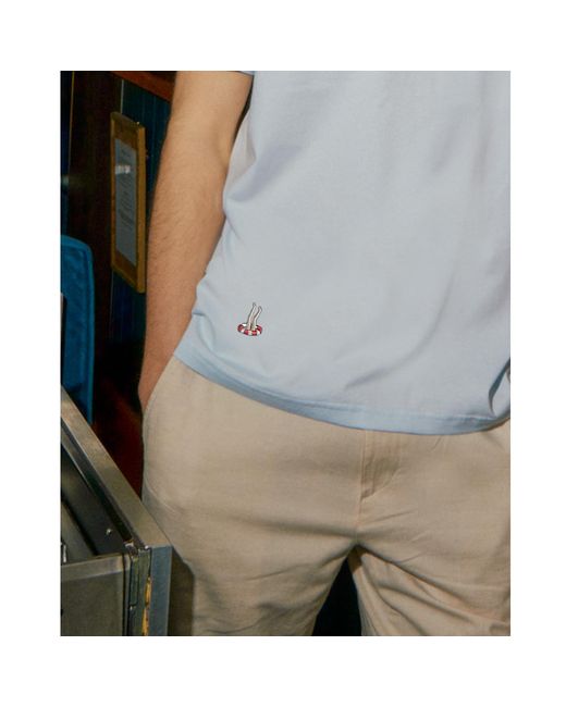 INGMARSON White Swimmers Embroidered Organic Cotton T-Shirt Sky for men