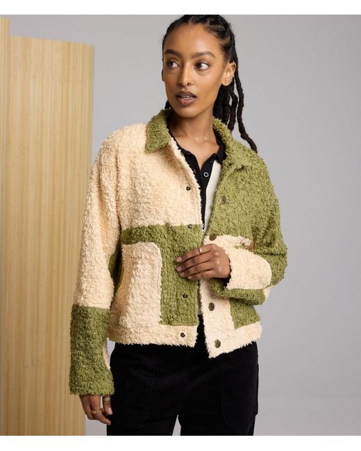 Known Supply Green Colorblock Sherpa Jacket