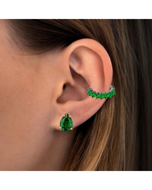 SALLY SKOUFIS Green Emergence Ear Cuff With Made Emeralds