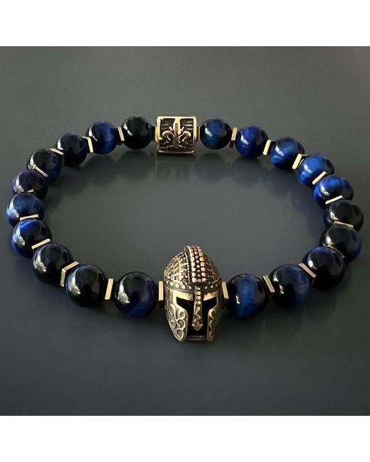 Ebru Jewelry Blue Tiger's Eye Gladiator Beaded Bracelet for men