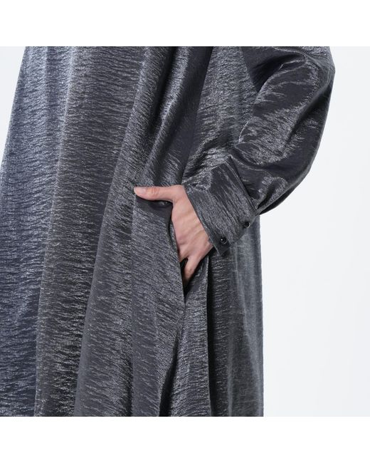 Metamorph Gray Shiny Metallic High-Low Dress