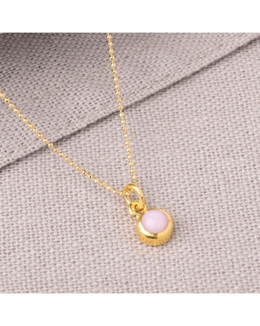 Nellou Jewellery Metallic Neutrals Gem Dot Opal Birthstone Necklace October Plated Sterling