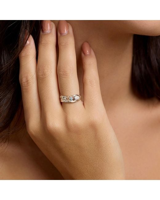 Isla Silver White Topaz & Fire Opal Flower Ring