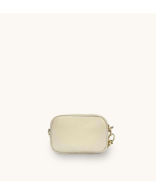 Apatchy London Natural Neutrals The Mini Tassel Stone Leather Phone Bag
