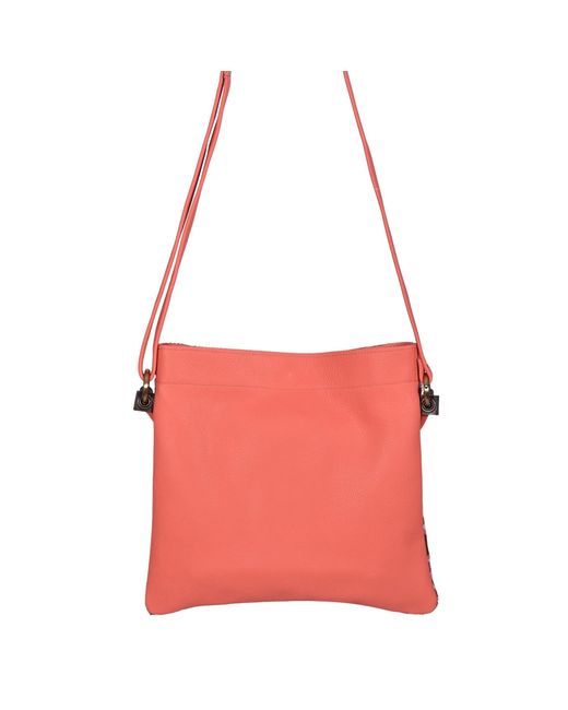 Owen Barry Red Cowhide Crossbody Shoulder Bag Pansy Coral Iggy