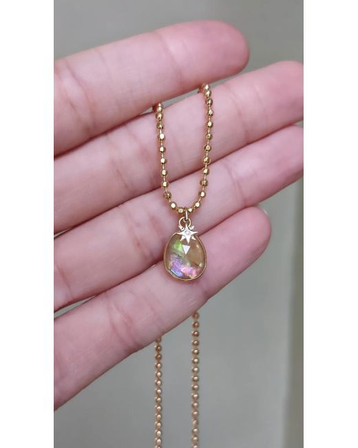 KAMARIA Metallic Peach Tourmaline Necklace With Diamond And Star Charm