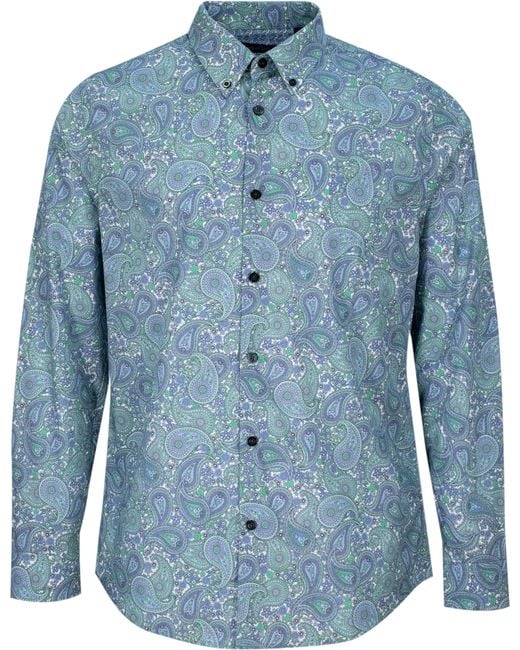 Lords of Harlech Blue Morris Pow Paisley Shirt for men