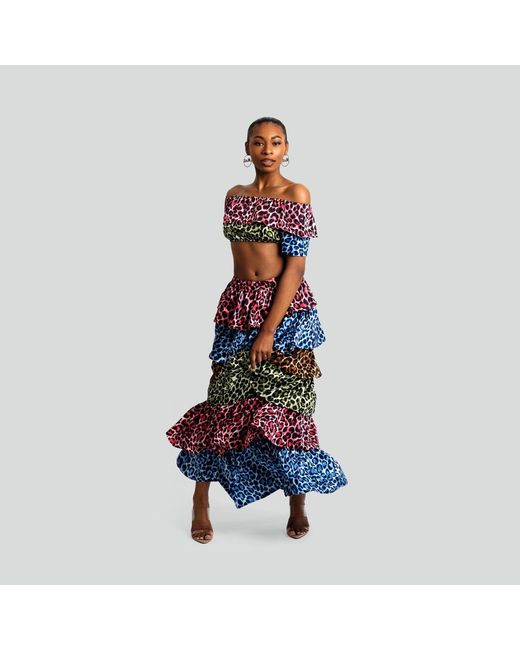 Maui X Lolita Red Ana Ruffled Cheetah Print Two-Piece Skirt Set