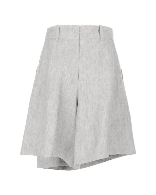 Jana Coshè Gray Neutrals Natural Linen Skort With Asymmetric Wrap Front