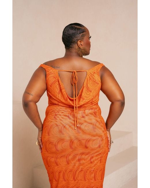 Ofuure Orange Iza Cowl Maxi Dress