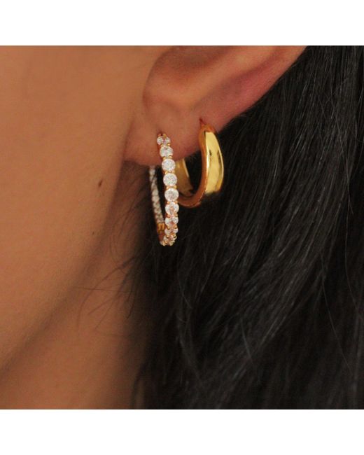 Nazzar Metallic Large Pave Cz Hoop Earrings