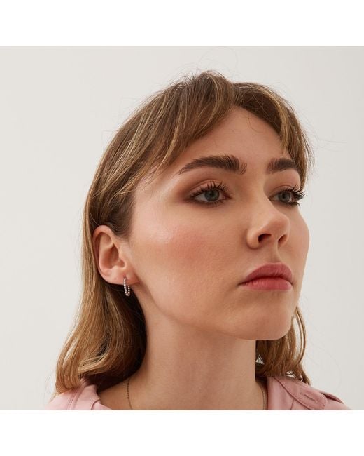 Spero London Metallic Bead Hoop Sterling Earring