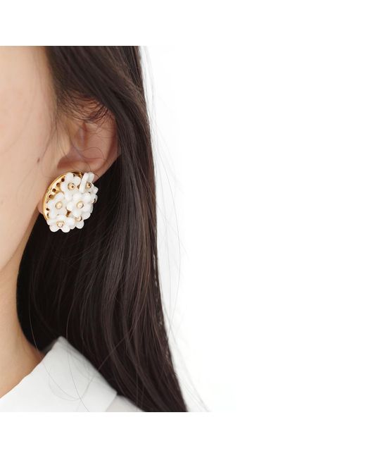 POPORCELAIN Metallic Mini Daisy Cluster Clip Earrings