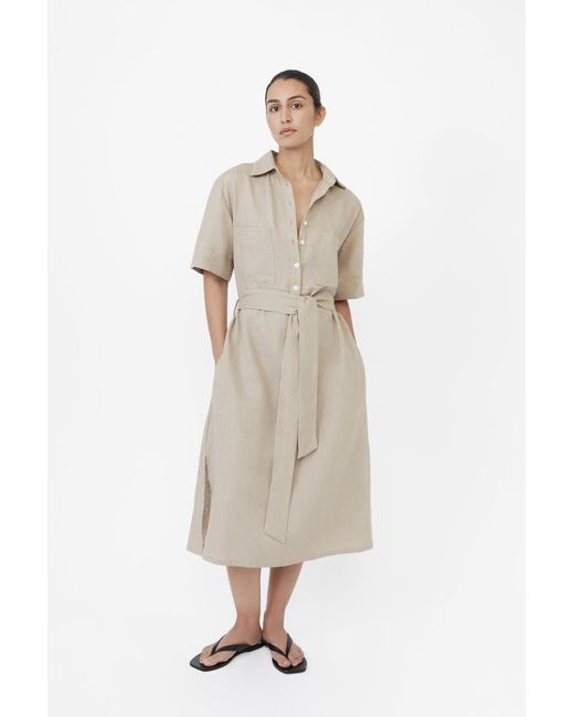 Dāl the Label Black Linen Midi Shirtdress