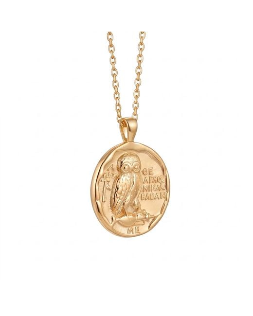 Ormiro Metallic Athena's Owl Greek Coin Vermeil Necklace
