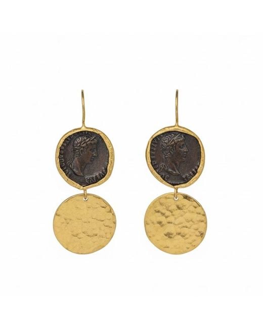 Silver & Elegant Co. Metallic Vintage Roman Coin Thick Plated Bronze Earrings