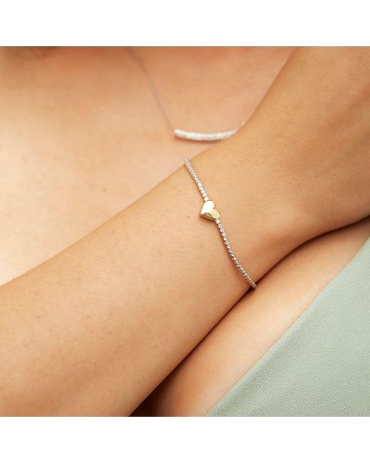 Spero London Metallic Sterling Heart Tennis Bracelet