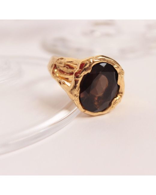 ASSUWA Metallic Nympha Ring With Smoky Quartz