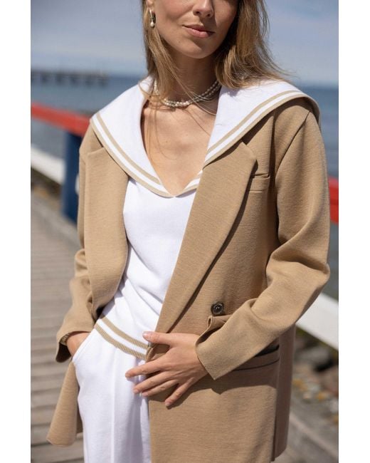 SALANIDA Natural Forza Knitted 100% Merino Blazer Beige