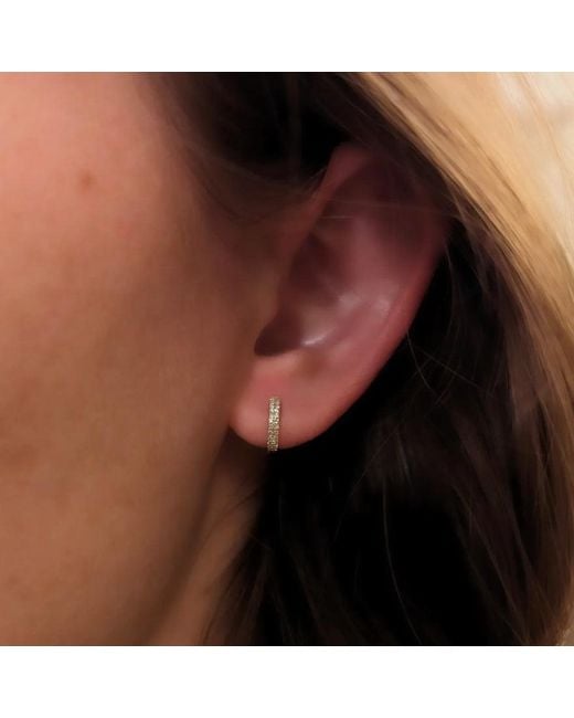 KAMARIA Metallic Double Row Diamond Huggie Earrings
