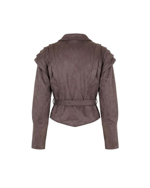 Modenaire Brown Suede-Effect Structured Shoulder Jacket Tailored Fit