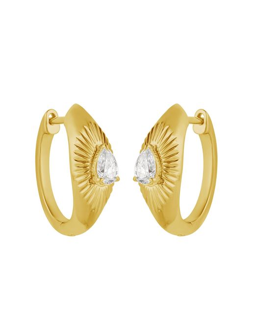 Artisan Metallic Pear Shape Diamond Sunburst Hoop Earrings