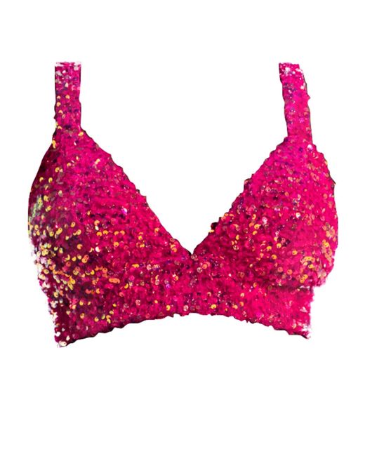 Ofuure Red Liza Sequin Bra Top