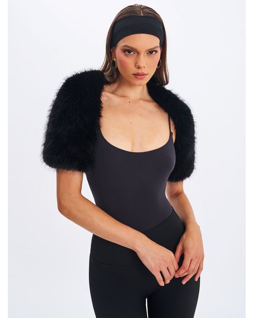 Miss Circle New York Black Kori Faux Fur Micro Bolero
