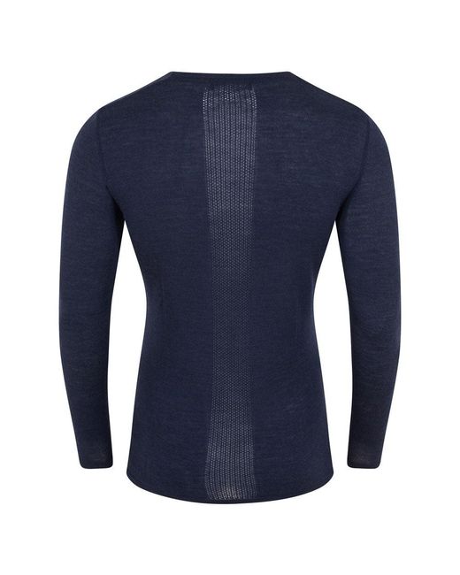 Paul James Knitwear Blue Midweight Merino Activewear Base Layer Zeus Top
