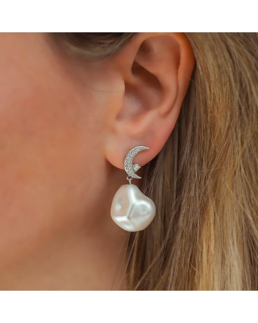 Luna Charles White Seraphina Pearl Drop Earrings